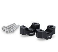 Puig 22358N Handlebar Risers machined in aluminum with black anodized finish, 20 and 30 mm rise, Hi-Tech Parts design, precise fit and improved riding ergonomics, Black.