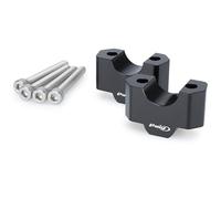 Puig 22359N Black Handlebar Risers precision machined from high quality aluminum, developed to raise the riding position, improve rider ergonomics and provide a durable and elegant technical finish