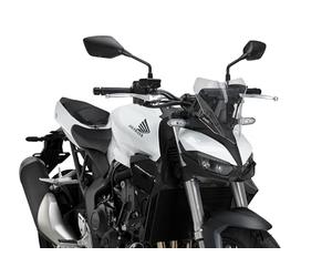 Puig 22381W New Generation Sport; aerodynamic sport windscreen; made of high-resistance PMMA; includes metal brackets and TÜV approval, Clear