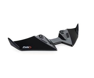 Puig 22446N Naked Front Winglets; aerodynamic design with anti-wheelie and anti-shimmie effect; made of high-resistance ABS; quick and safe installation, Black