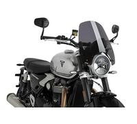Puig 22619F New Generation Touring in 3 mm PMMA aerodynamic 180 mm above instrument cluster rounded profile high wind protection and UV resistance, Dark Smoke.