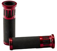 Puig 5879R Grips with anodized aluminum insert and non-slip rubber that improve grip, control and riding comfort, Red