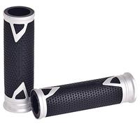 Puig 6325P Grips with anodized aluminum insert and non-slip rubber that improve grip, control and riding comfort, Silver