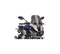 Puig 8918F Touring Plus extra tall aerodynamic windscreen in high-impact acrylic with rounded profile that maximizes protection and riding comfort, Dark Smoke
