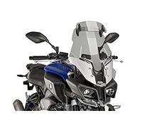 Puig 8919H Touring Plus Windshield with high, aerodynamic design in high-impact acrylic with adjustable visor that improves protection and comfort on long rides, Smoke