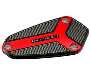 Puig 9277R Brake and clutch fluid reservoir cover machined from anodized aluminium with Hi-Tech design for protection and aesthetics, Red