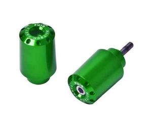 Puig 9372V Long handlebar end weights, CNC-machined from anodized aluminum with racing design and anti-vibration function for greater comfort, Green
