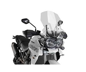 Puig 9656N High and aerodynamic Touring windscreen in 4 mm CN acrylic with rounded profile, flat upper area and deflectors that improve protection, Black