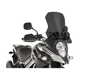 Puig 9719F High and aerodynamic Touring windscreen in 4 mm CN acrylic with rounded profile, flat upper area and deflectors that improve protection, Dark Smoke
