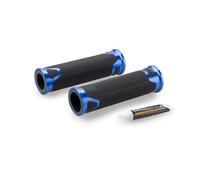 Puig 22271A Revving Grips - sporty motorcycle grips made of rubber and anodized aluminum with a non-slip texture; improve grip, comfort, and handlebar style, Blue