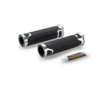 Puig 22271P Revving Grips - sporty motorcycle grips made of rubber and anodized aluminum with a non-slip texture; improve grip, comfort, and handlebar style, Silver
