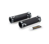 Puig 22271Y Revving Grips - sporty motorcycle grips made of rubber and anodized aluminum with a non-slip texture; improve grip, comfort, and handlebar style, Titanium