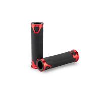 Puig 22271R Revving Grips - sporty motorcycle grips made of rubber and anodized aluminum with a non-slip texture; improve grip, comfort, and handlebar style, Red