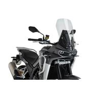 Puig 22287W Touring windscreen made of 4 mm acrylic with UV protection, aerodynamic design, easy installation and compatibility with current trail adventure models, Transparent