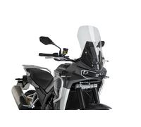 Puig 22287W Touring windscreen made of 4 mm acrylic with UV protection, aerodynamic design, easy installation and compatibility with current trail adventure models, Transparent
