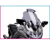 Puig 6501H Touring windscreen with visor, tall and aerodynamic, made of high-impact acrylic with an adjustable visor that improves protection and comfort while riding, Smoked