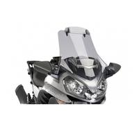 Puig 7629H Touring windscreen with visor, tall and aerodynamic, made of high-impact acrylic with an adjustable visor that improves protection and comfort while riding, Smoked