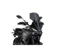 Puig 22765F Touring Screen tall and aerodynamic in 4 mm CN acrylic with rounded profile, flat upper section and deflectors improving protection, Dark Smoke