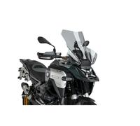 Puig 22268H Touring windscreen made of 4 mm acrylic with UV protection, aerodynamic design, rounded profile, easy mounting and TÜV approval for trail adventure bikes, Smoke