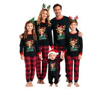 Puimentiua Family Christmas Pyjamas Set Cute Cartoon Matching Christmas Pjs | Long Matching Pajamas for Family and Dog, Soft Holiday Sleepwear Sets for Womens Mens Couples