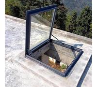Puits de lumière pour toit plat en pente, couvercle de puits de lumière de grenier, verre trempé, évent manuel en aluminium, adapté à un usage résidentiel et commercial