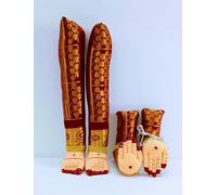 PUJA CELEBRATIONS Decorated Pattu Zari Devi Hands Legs Devi Hastham Paadham, Fabric for Ammavaru Varalakshmi Vrata Pooja, PCALN092-1 (XS) (Maroon, Legs:10 x Hands: 5 inches)