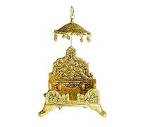 Puja Singhasan Singhasan Metal Aasan Throne and Beautiful Detachable Chatra Umbrella for Ganesha Krishna God Statue for Traditional Ganesha Decoration Chowki for Temple Home Décor(Size:-8"X5.5"X4.5")