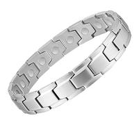 PUJANE Magnetic Bracelets for Men Women 316L Stainless Steel Ultra Strength Magnets Power Balance Energy Stones Bracelet Jewelry Gift with Adjustment Tool, 8.46 inch (215mm), Stainless Steel