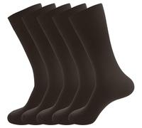 PUJANE Men's Dress Socks 5 Pairs Mens Cotton Calf Business Formal Socks Soft Breathable Athletic Long Crew Casual Socks, 5 Pairs (Brown), 4.5-7 UK