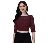 Pujia Mills Sifli - Half Sleeve Sari Blouse for Women, Garnet red, 38