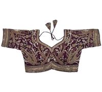 Pujia Mills Women's Readymade Bridal Blouse Embroidery Copper Coding Glitter Sequence Thread Work Indian Ethnic Designer Stitched Half Sleeve Blouse Readymade for Women Saree Bridal Lehenga Choli