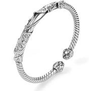 PUJIANA Cuff Bangle Chain,AdjustableSterling Silver Bangle Bracelet, Women 925 Silver Bracelet Vintage Adjustable Lotus Cuff Bangle Ladies Bracelets Sterling