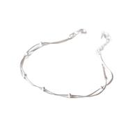 PUJIANA Cuff Bangle Chain,AdjustableSterling Silver Bangle Bracelet, Women 925 Sterling Silver Bracelet Adjustable Lobster Clasp Bangle Exquisite Double Chain Bracelet Sterling Silver Jewelle