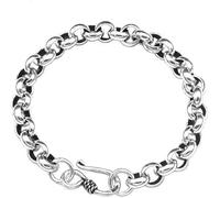 PUJIANA Cuff Bangle Chain,AdjustableSterling Silver Bangle Bracelet, Women 925 Sterling Silver Bracelet Vintage Silver Hoop Bracelet Exquisite Ladies Bracelet Sterling
