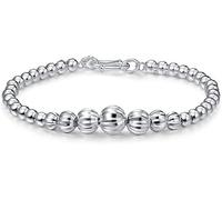 PUJIANA Cuff Bangle Chain,AdjustableSterling Silver Bangle Bracelet, Women 925 Sterling Silver Bracelet Exquisite Pumpkin Silver Beads Bracelet Friendship Bracelet