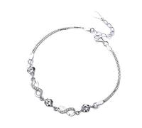 PUJIANA Cuff Bangle Chain,AdjustableSterling Silver Bangle Bracelet, Women 925 Sterling Silver Bracelet Exquisite Crystal Infinite Bracelet Sterling