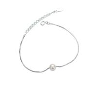 PUJIANA Cuff Bangle Chain,AdjustableSterling Silver Bangle Bracelet, Women 925 Sterling Silver Bracelet Exquisite Adjustable Pearl Bangle Ladies Silver Bracelet