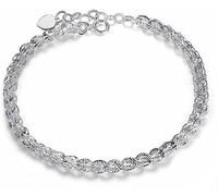 PUJIANA Cuff Bangle Chain,AdjustableSterling Silver Bangle Bracelet, Women S990 Sterling Silver Bracelet Chinese Vintage Bracelet Adjustable Bangle Ladies Sterling
