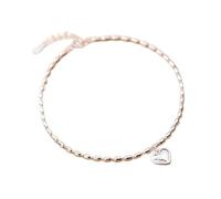 PUJIANA Dainty Ankle Bracelet - 925 Sterling Silver Fashion Women's Jewelry Sweet Heart Love Anklets for Women Fine Silver 925 Jewelry