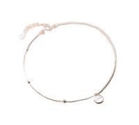 PUJIANA Dainty Ankle Bracelet - Minimalist 925 Sterling Silver Fashion Luck Beads Chain Anklets for Women Valentine's Day Birthday Gift Jewelry