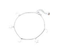 PUJIANA Dainty Ankle Bracelet - Silver 925 Jewelry Dainty Ankle Bracelet Moon Star Charm Link Chain Anklets Foot Jewelry Pearl Cute Anklets(Bracelet)
