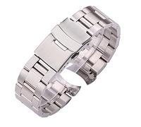 PUJIANA Metal watch band, Stainless Steel Watchband Bracelet Men Metal Brushed Curved End Watch Band Strap Clocks Accessories Bracelet(Silver,20mm)