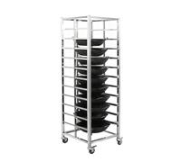pujindu Pots Organizer For Cabinet, 10 Tiers Hot Pot Restaurant Shelf With Universal Wheels, Kitchen Cabinet Organizers For Restaurants(40x47x175cm)