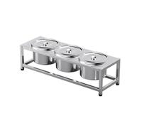 pujindu Stainless Steel Seasoning Gastronorm Container Compartment Tray, Pizza Topping Station with Lid, Countertop Spice Rack Organizer for Restaurants(57x18.5x14.5cm)