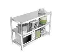 pujindu Stainless Steel Shelves, Heavy Duty Standing Commercial Restaurant Kitchen Work Table, 3 Tier Adjustable Shelf Storage Unit(90x30x80cm)