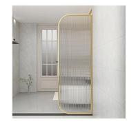 pujindu Walk In Wet Room Fluted Shower Screen, Shower Room Divider, Living Room Single Panel Door For Home Office, Easy Clean Glass(Gold,30x100cm)