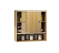 pujindu Wall-mounted Kitchen Cabinets Kitchen Dinning Room Solid Wood Sideboard With 2 Sliding Doors, Countertop Cupboard For Bathroom(Light brown,60x80x30cm)