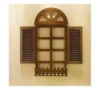 pujindu Window Frame Wall Decor, Rustic Faux Windows, Wooden Accent Wall Panels, 3D Wall Hanging Decoration For Bedroom Entryway(Brown,L/55x107cm)