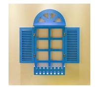 pujindu Window Frame Wall Decor, Rustic Faux Windows, Wooden Accent Wall Panels, 3D Wall Hanging Decoration For Bedroom Entryway(Blue,S/40x80cm)