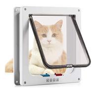 Pujuas Cat Flap with 4-Way Magnetic Closure, Pet Flap Door for Cats, Cat Door with Tunnel